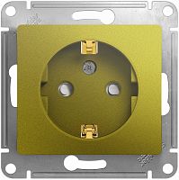 Розетка с заземлением без рамки Systeme Electric Glossa 1-м. шторки фисташковый картинка